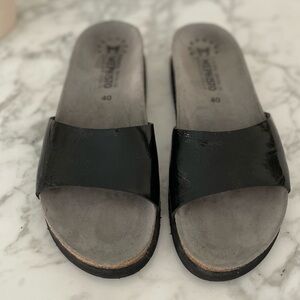 Mephisto Hanka Na Patent Leather Slip On Slides Sandals Womens Size 10